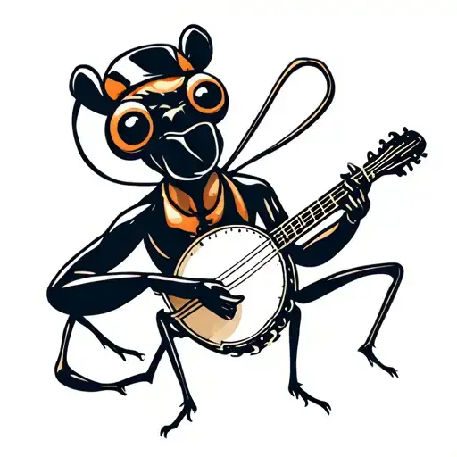 ant playing the banjo tattoo design idea