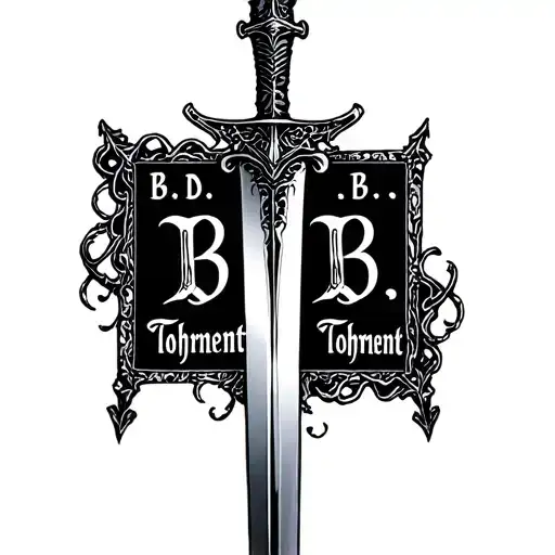 "B.D.B.   Tohrment" "B.D.B.   Tohrment"  dagger surrounded tattoo design idea