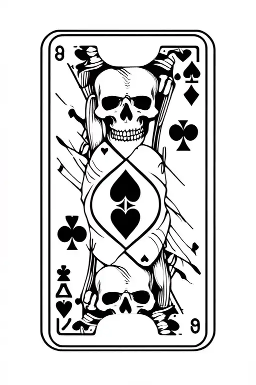 poker board with skulls tarot carde tattoo design idea