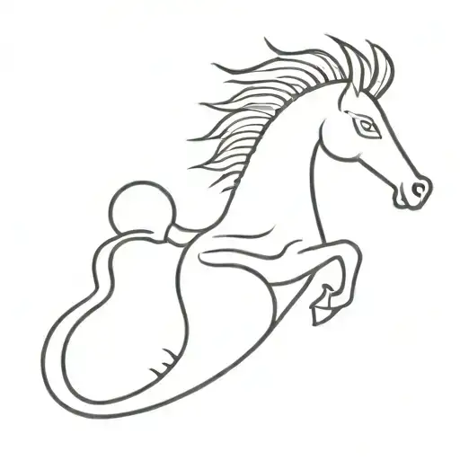 sea horse galloping tattoo design idea