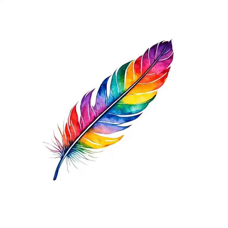 feather and a rainbow tattoo design idea