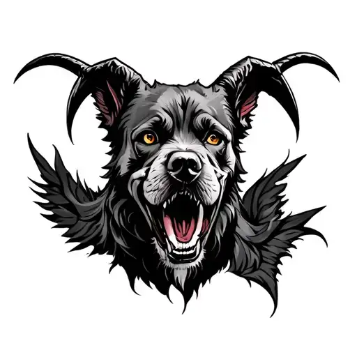 devil dog war scene tattoo design idea
