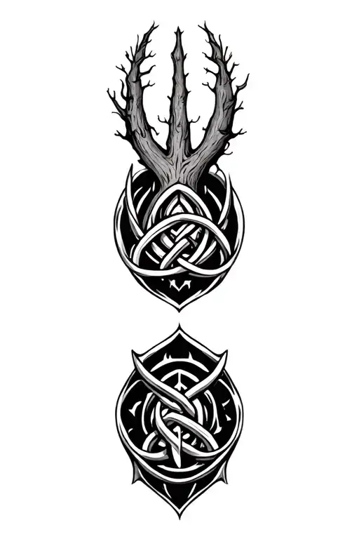 witches knot roots surrounded tattoo design idea
