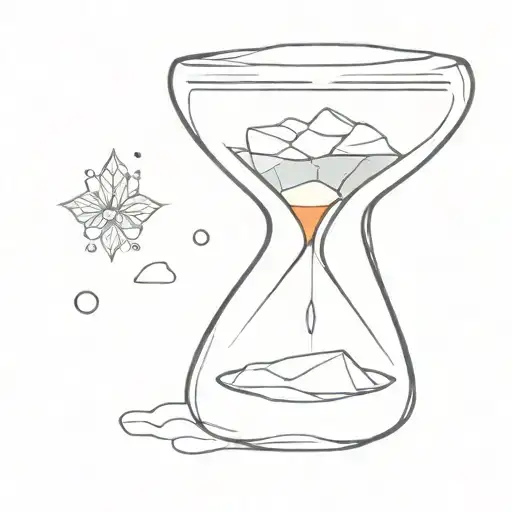 An hourglass that is frozen. No sand in the middle, instead it is filled with ice chips. No colour tattoo design idea