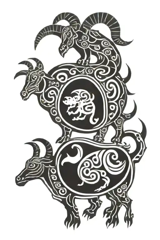 goat and terrapin  tattoo design idea