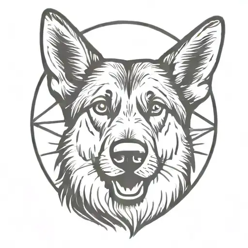 German Shepard sun shine tattoo design idea