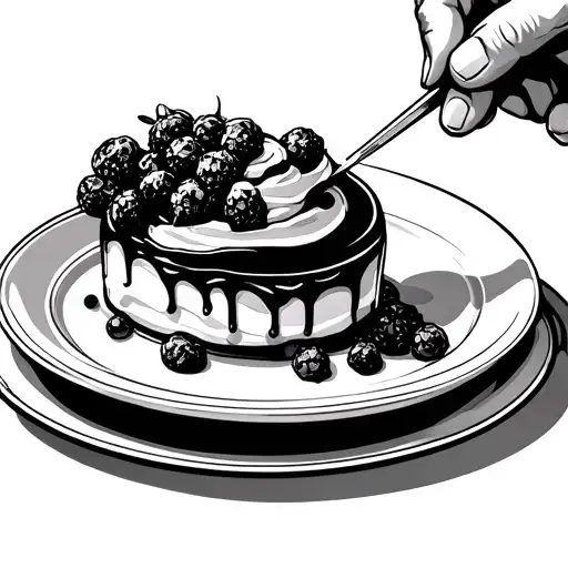 cooks hand plate a dessert with a tweezers tattoo design idea