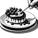 cooks hand plate a dessert with a tweezers tattoo design idea