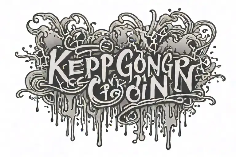 keep going in drip font tattoo design idea