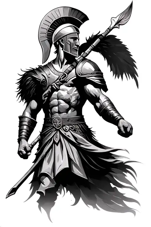 biblical spartan warrior tattoo design idea