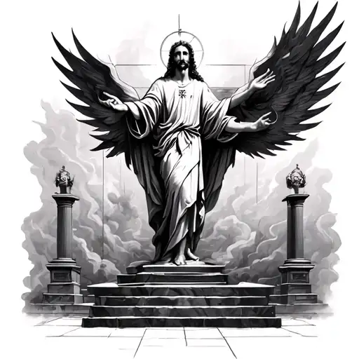 Christ ascension tomb tattoo design idea