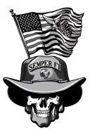 veteran hat with Semper Fi on the hat with a veteran flag just the hat no person  tattoo design idea