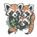 2 playful red pandas tattoo design idea