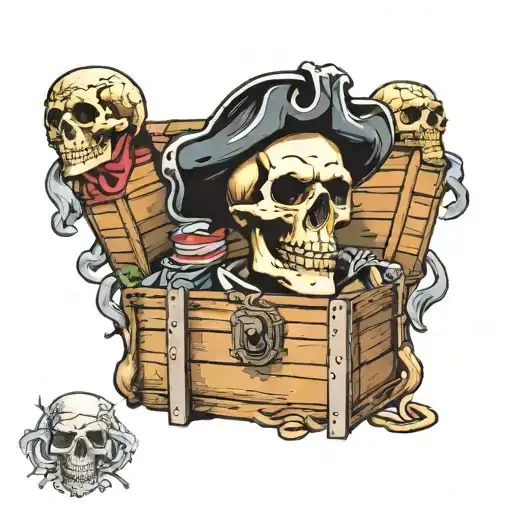 Treasure chest pirate the goonies skull never say die tattoo design idea