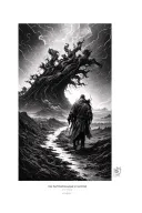 Concept — “The Path Through the Storm”Instead of a divided composition, we go full narrative flow, where the eye trave tattoo design idea