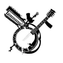 Banjo & Harmonica tattoo design idea
