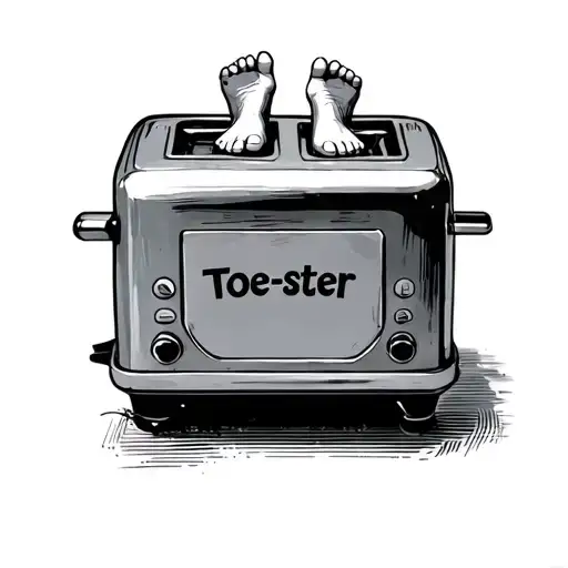 toaster with toes popping out instead of it symbolizing "Toe-ster" tattoo design idea