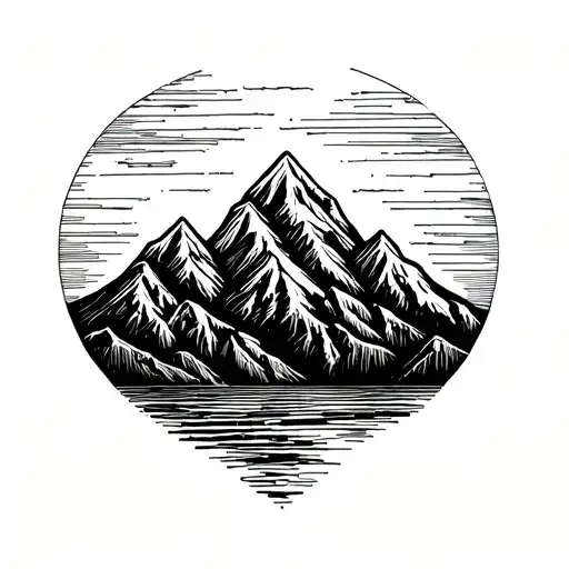 "Small mountain range tattoo, line art, minimal aesthetic" tattoo design idea
