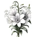 lily of the valley, aster, marigold and narcissus flowers tattoo design idea