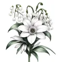 lily of the valley, aster, marigold and narcissus flowers tattoo design idea