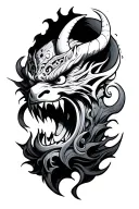 Oni Demon Mask Tidal Wave tattoo design idea