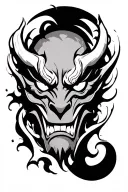 Oni Demon Mask Tidal Wave tattoo design idea