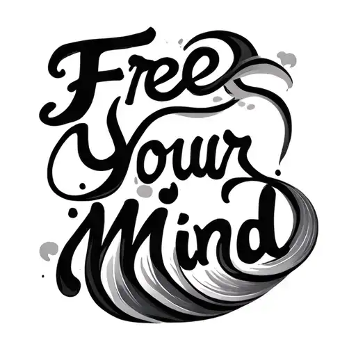 "Free Your Mind" wave forming the shape tattoo design idea