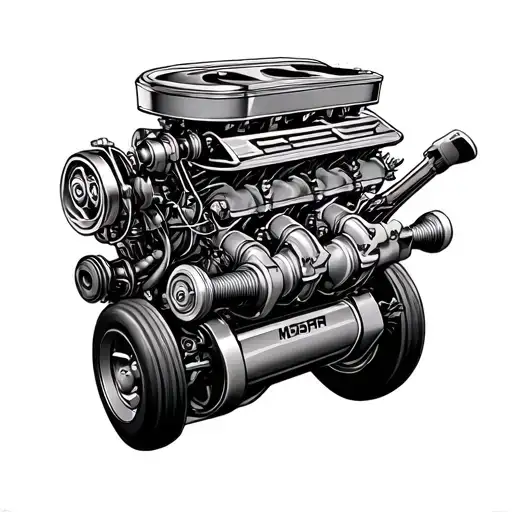 engine parts v8 Mopar ratfink style tattoo design tattoo design idea