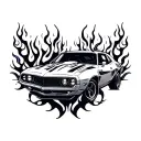 hellcat car with flames tattoo design idea