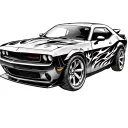 hellcat car with flames tattoo design idea
