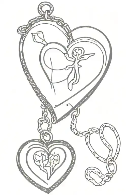 open heart locket illustration minimalist tattoo design idea