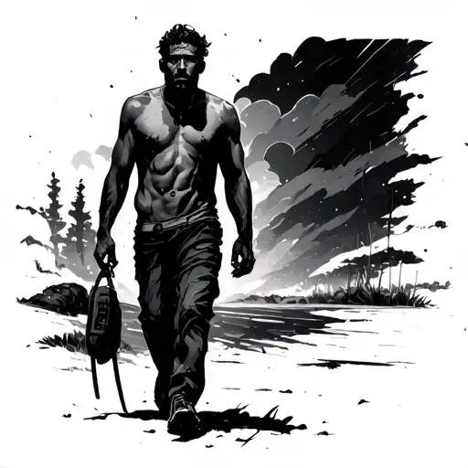 alone man walking alone tattoo design idea