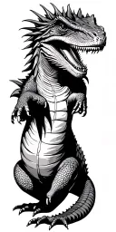 Komodo dragon emerging representing travelling in a jungle. include vacant spaces for times and dates tattoo design idea