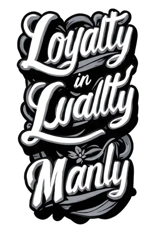 loyalty in cursive manly tattoo design idea