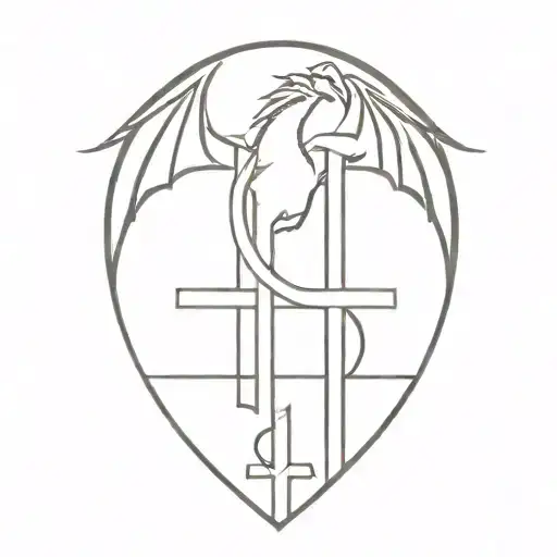 cross with dragon  tattoo design idea