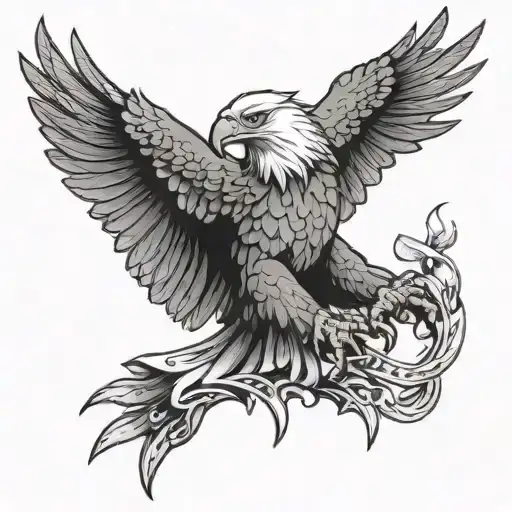 Eagle behind tattoo with talons clinging tattoo design idea
