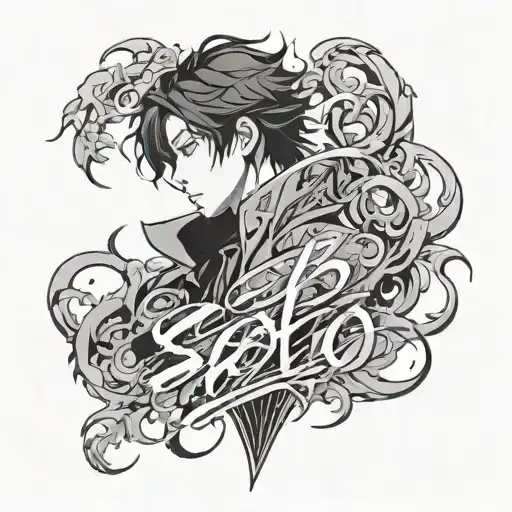 solo leveling sung jin woo with shadows and the word arise in it tattoo design idea