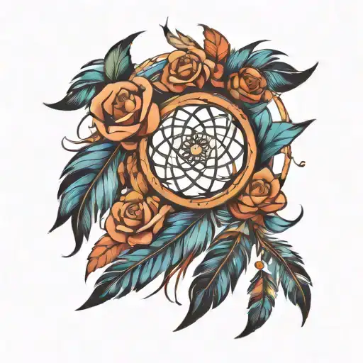 dreamcatcher, feather and infinity tattoo design idea