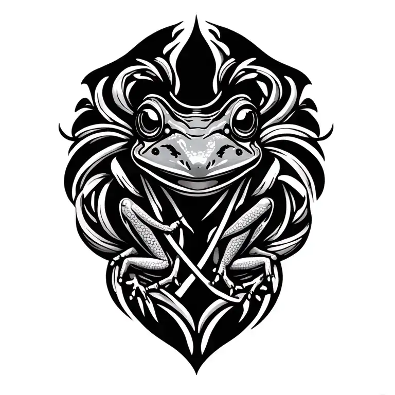 Kambo Frog, ayahuasca vines intertwining tattoo design idea