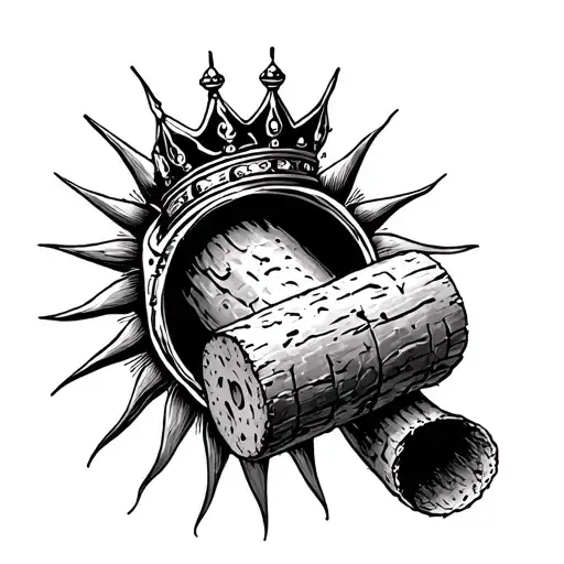 cork with a crown and the sun behind it tattoo design idea