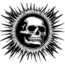 gothic skull with sun in the background black tattoo design idea
