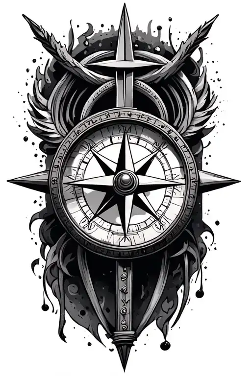 Compass And Cross tattoo design idea
