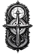 Compass And Cross tattoo design idea