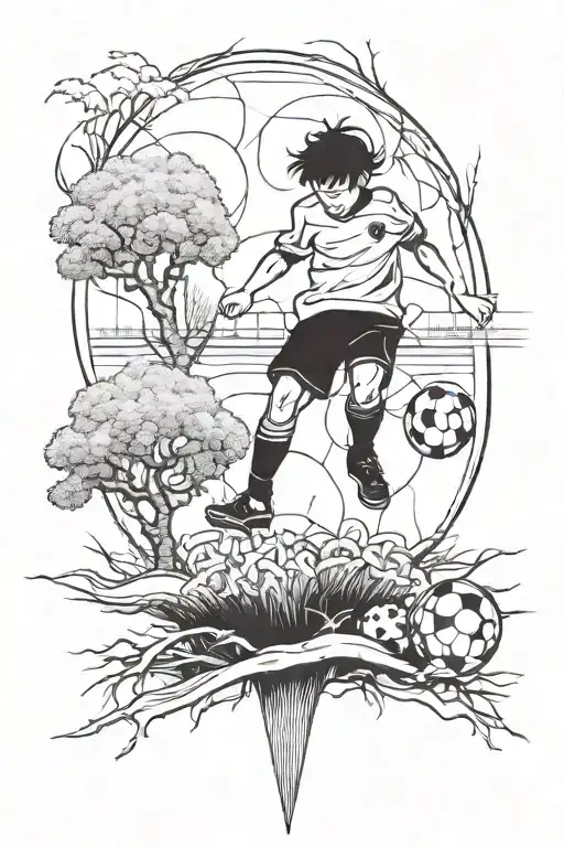 It’s a forearm tattoo at the pulse it’s kids playing soccer on a soccer field and then it flows into some trees then int tattoo design idea