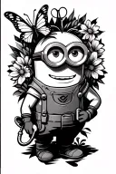 stethoscope,butterfly,carpenters tool belt and a minion character tattoo design idea