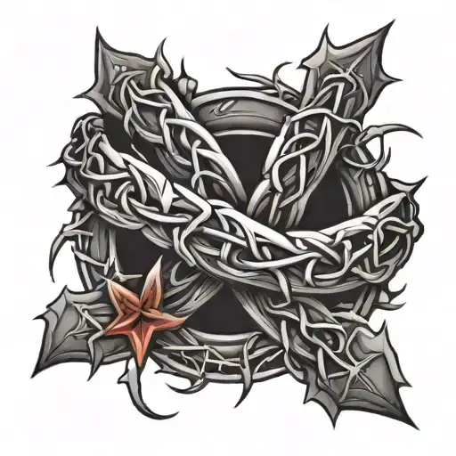 crown of thorns intertwined in a cross tattoo tattoo design idea