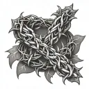 crown of thorns intertwined in a cross tattoo tattoo design idea