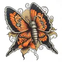 death moth tattoo with lotus flower tattoo design idea