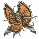 death moth tattoo with lotus flower tattoo design idea