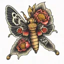 death moth tattoo with lotus flower tattoo design idea